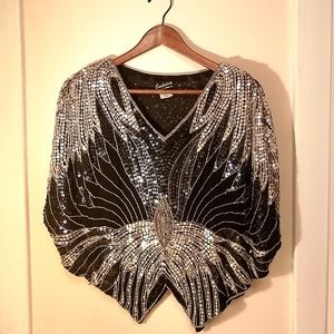 Vintage 80s sequin butterfly top
